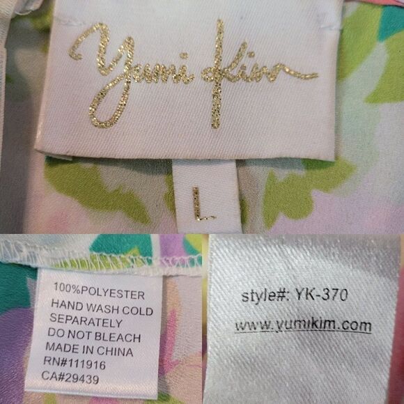 Revolves Yumi Kim Jayne Mini Wrap Dress L White Pink Floral Tie Waist Tropical - Picture 3 of 13